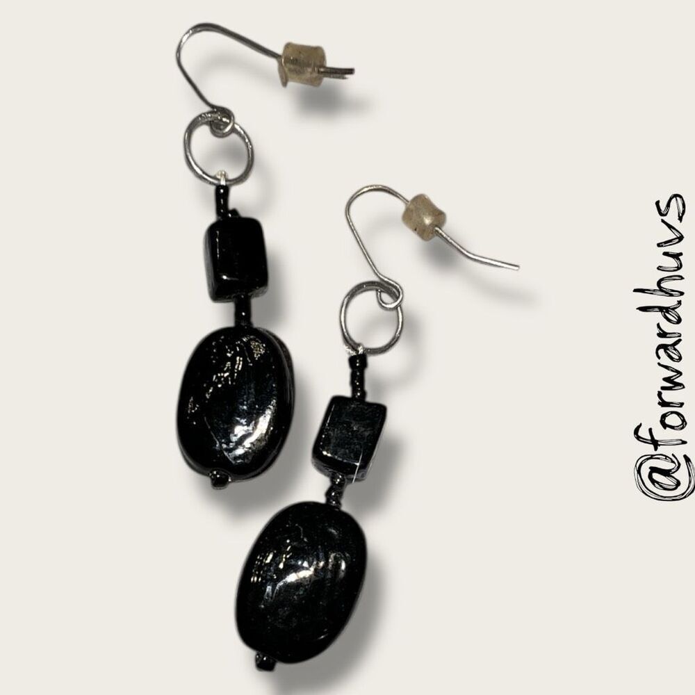 Bundle Sale 3 for $15 | Hand Crafted Black Glass Dangle Earrings